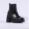 Wonders Lady Platform Bold Ankle Boot - Black Leather